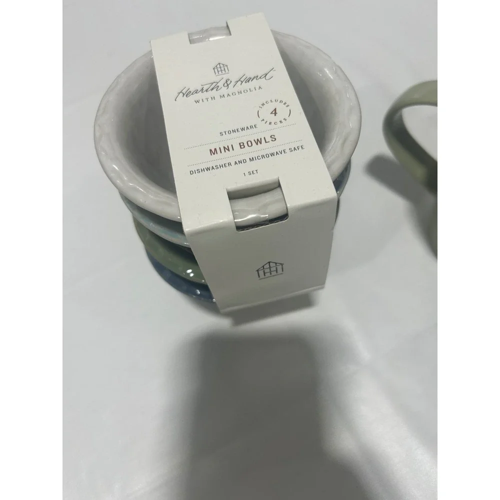 Hearth & Hand‎ Magnolia Mini Bowls Set 4 & Threshold Matte Green Mug Stoneware